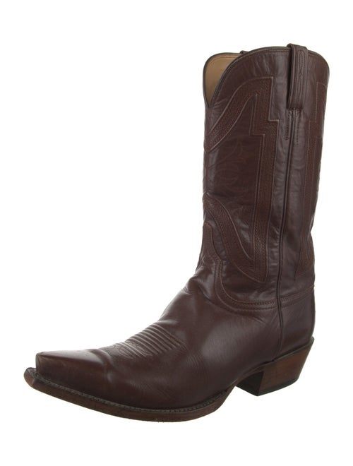 Lucchese Leather Embroidered Accent Western Boots