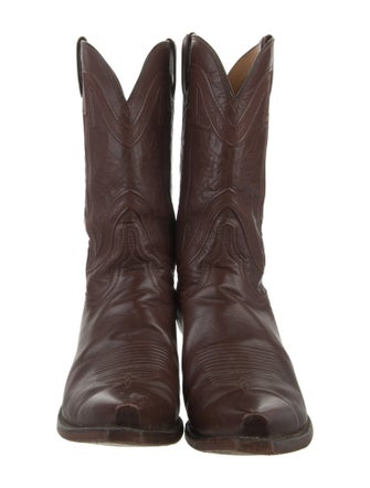 Lucchese Leather Embroidered Accent Western Boots