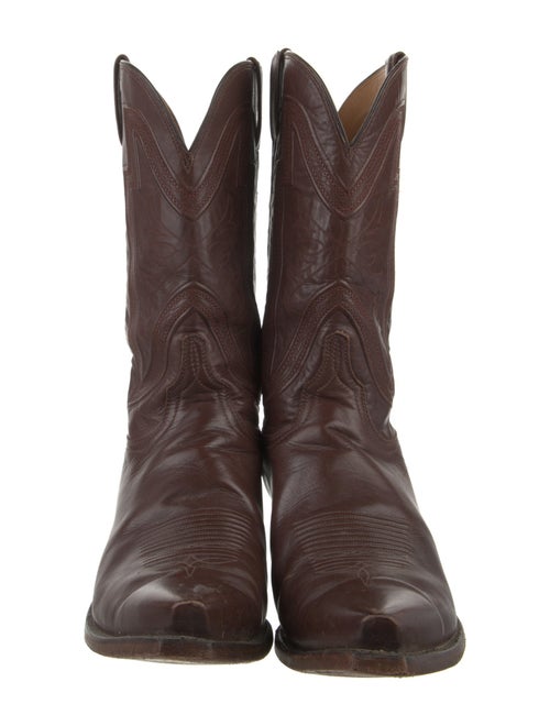 Lucchese Leather Embroidered Accent Western Boots