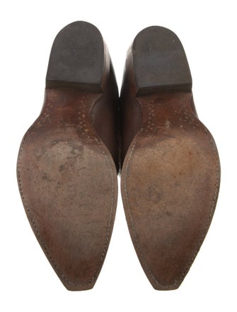 Lucchese Leather Embroidered Accent Western Boots