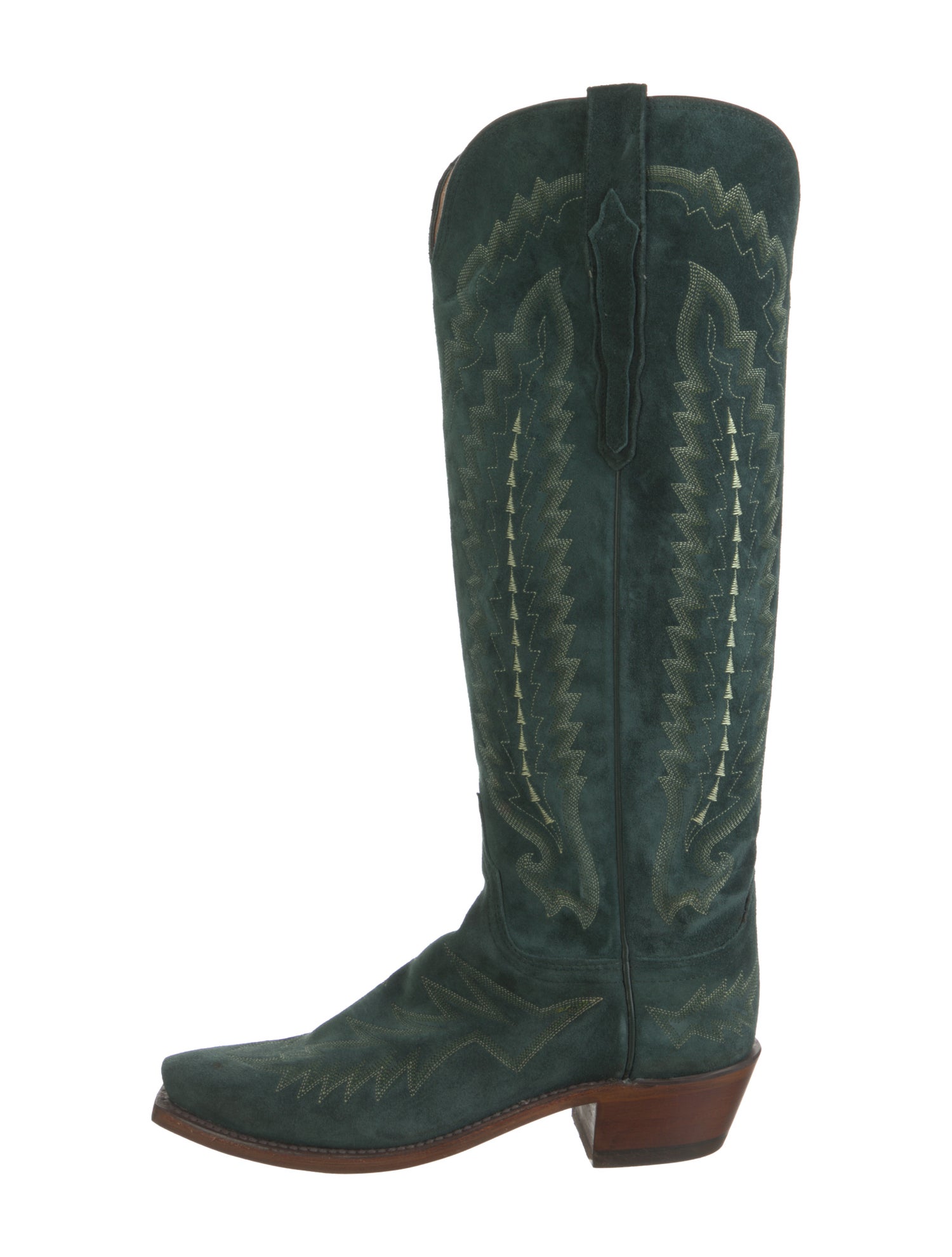 Lucchese Leather Embroidered Accent Riding Boots