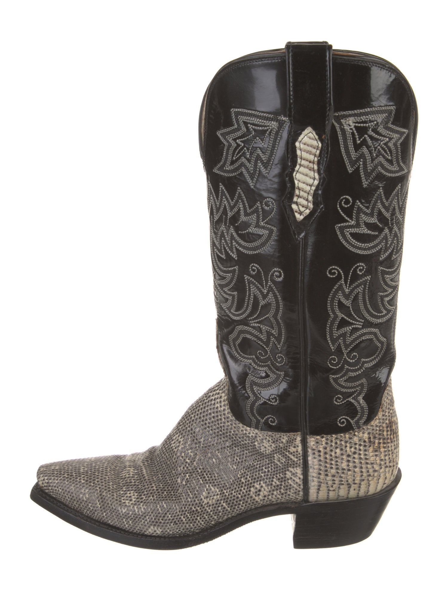 Lucchese Ostrich Embroidered Accent Western Boots