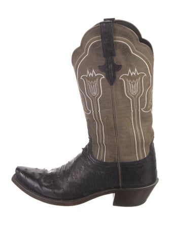 Lucchese Leather Colorblock Pattern Western Boots
