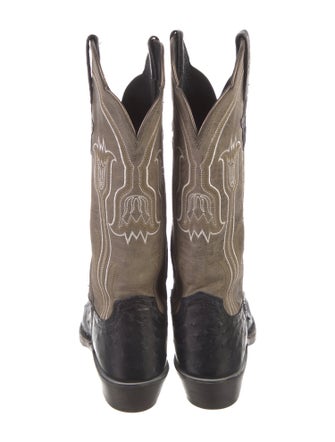 Lucchese Leather Colorblock Pattern Western Boots