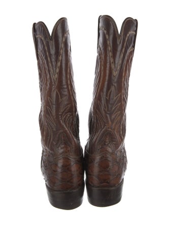 Lucchese Leather Embroidered Accent Western Boots