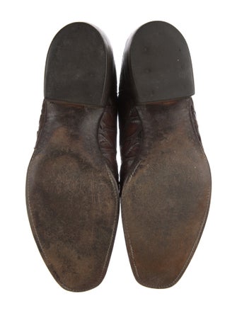 Lucchese Leather Embroidered Accent Western Boots