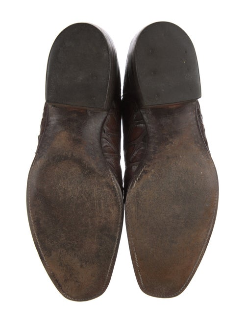 Lucchese Leather Embroidered Accent Western Boots