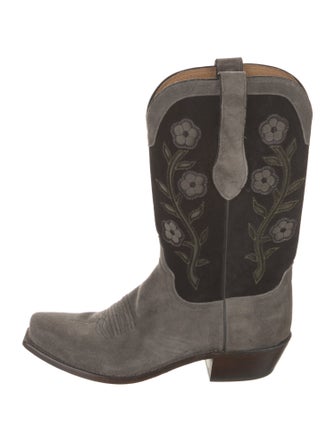 Lucchese Suede Embroidered Accent Western Boots