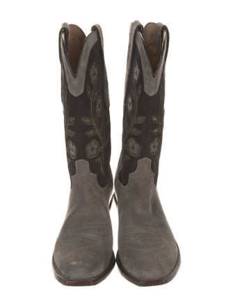 Lucchese Suede Embroidered Accent Western Boots
