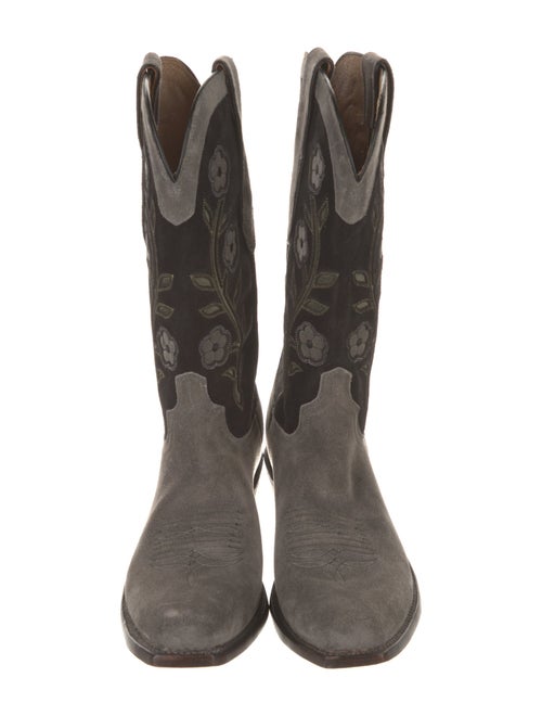 Lucchese Suede Embroidered Accent Western Boots