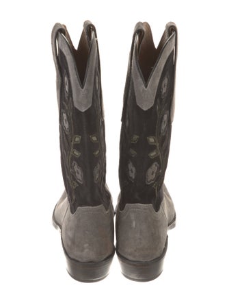 Lucchese Suede Embroidered Accent Western Boots