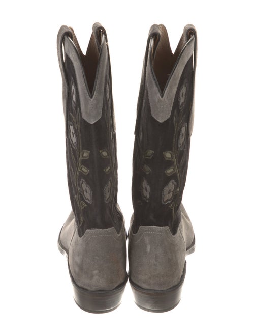 Lucchese Suede Embroidered Accent Western Boots