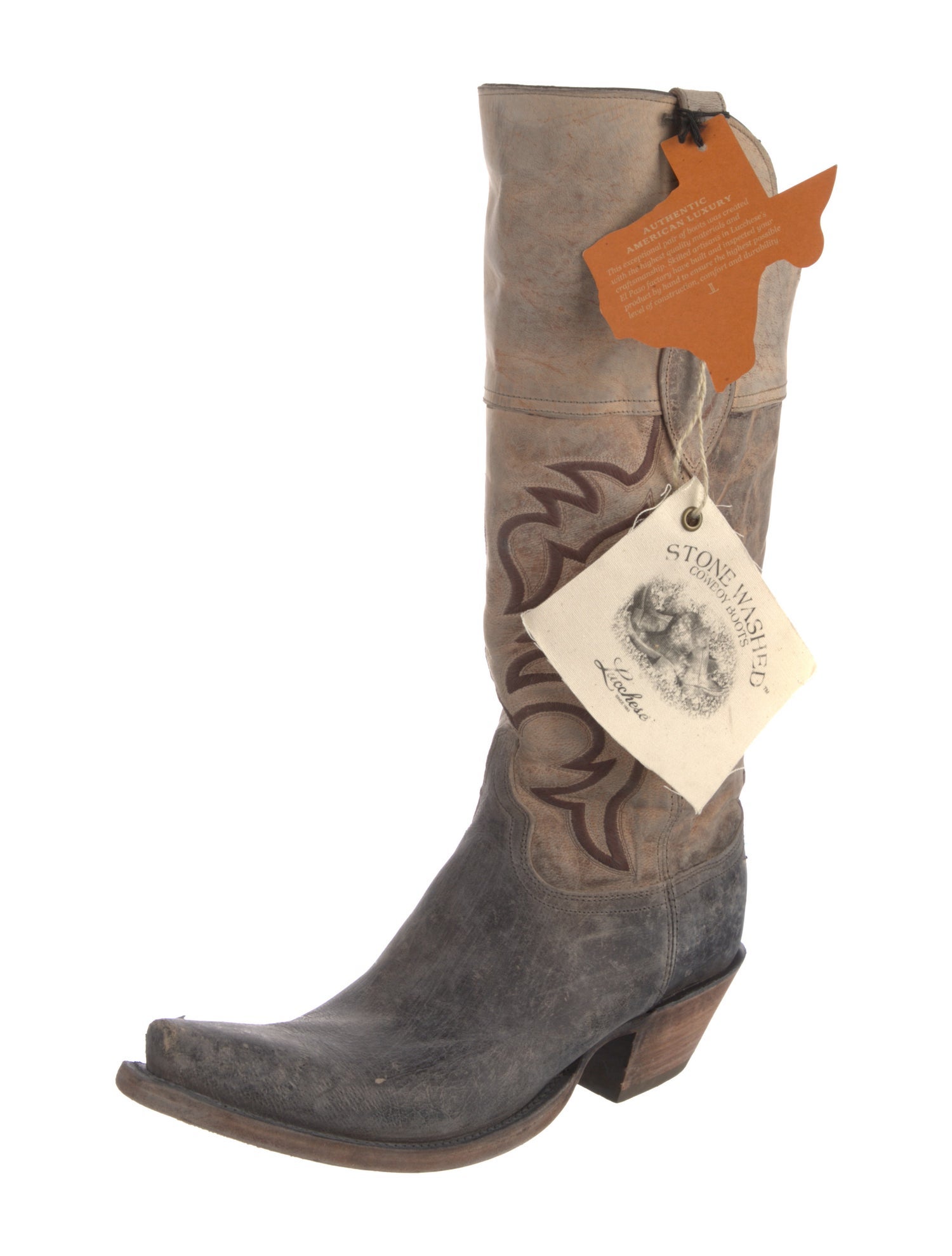 Lucchese Leather Patterned Western Boots