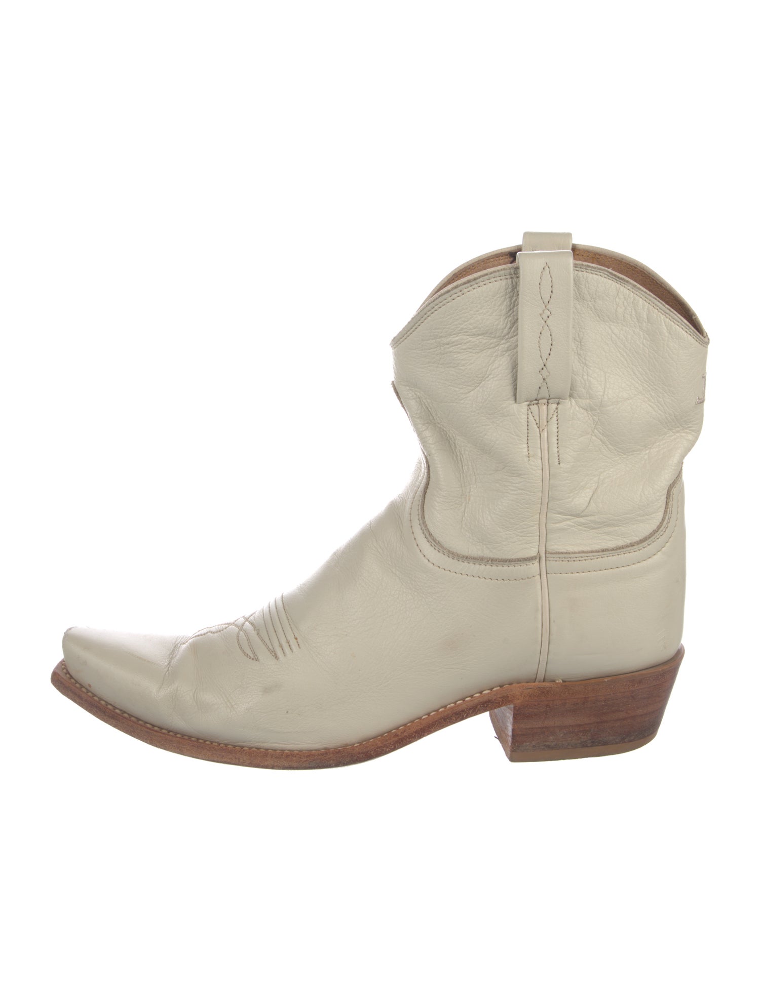 Lucchese Leather Embroidered Accent Western Boots