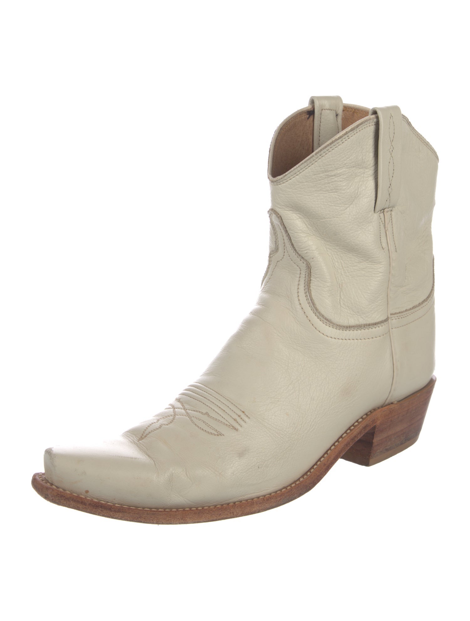 Lucchese Leather Embroidered Accent Western Boots