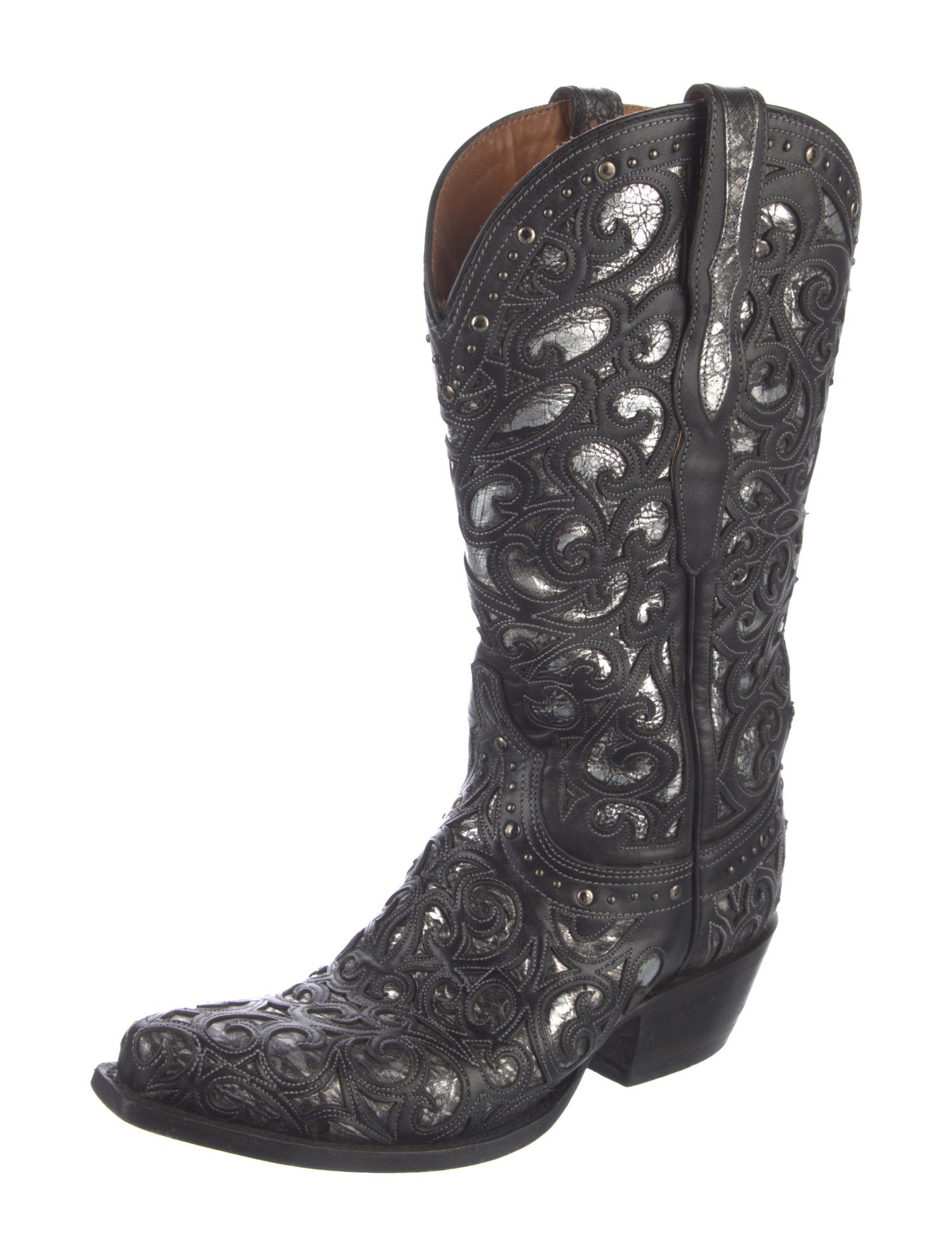 Lucchese Leather Patterned Western Boots