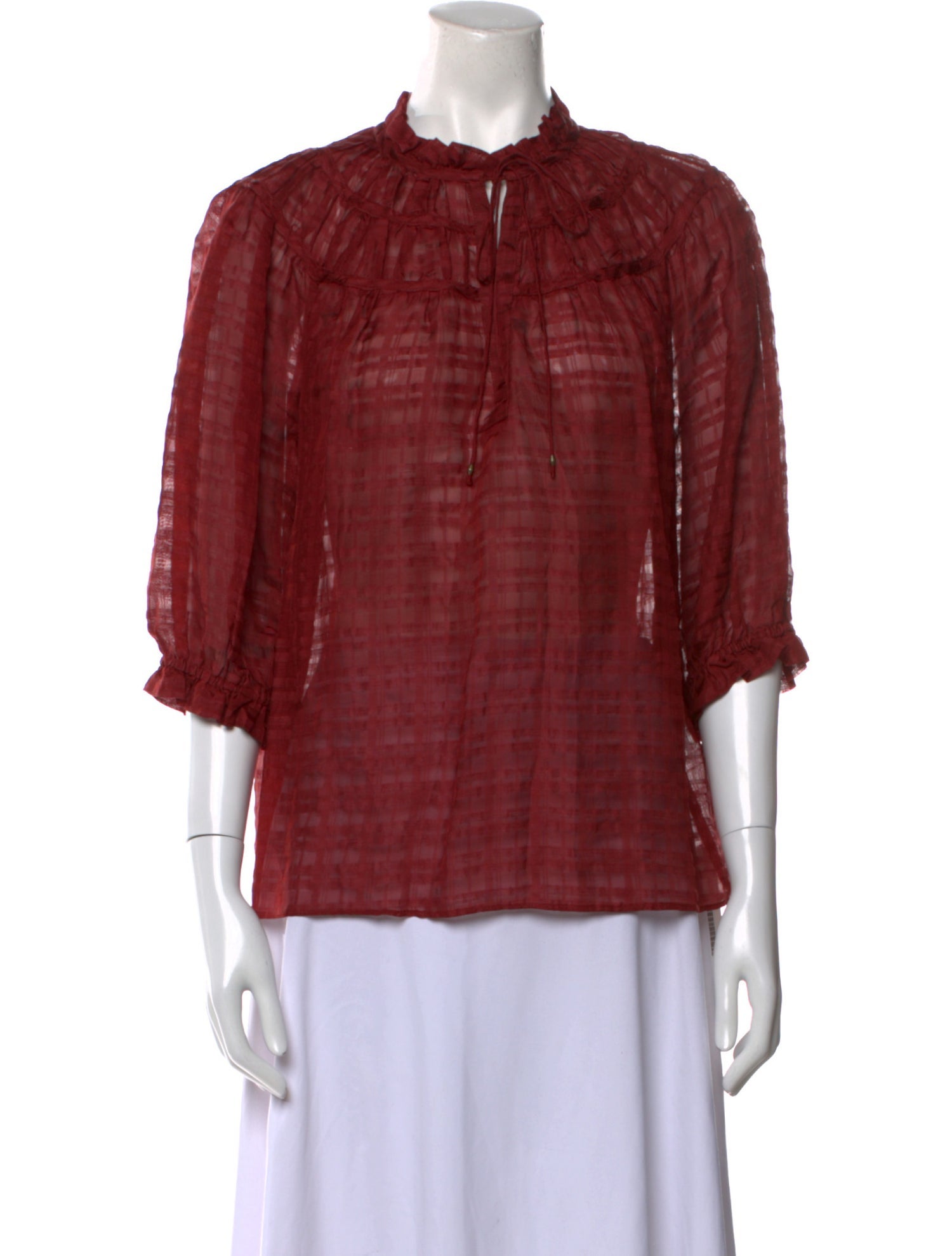 Lucchese Plaid Print Mock Neck Blouse w/ Tags