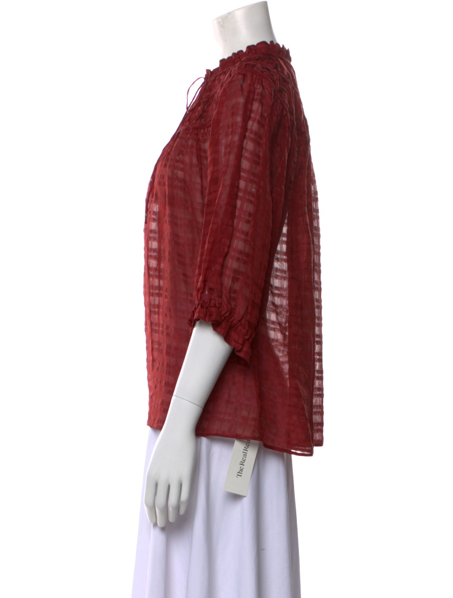 Lucchese Plaid Print Mock Neck Blouse w/ Tags