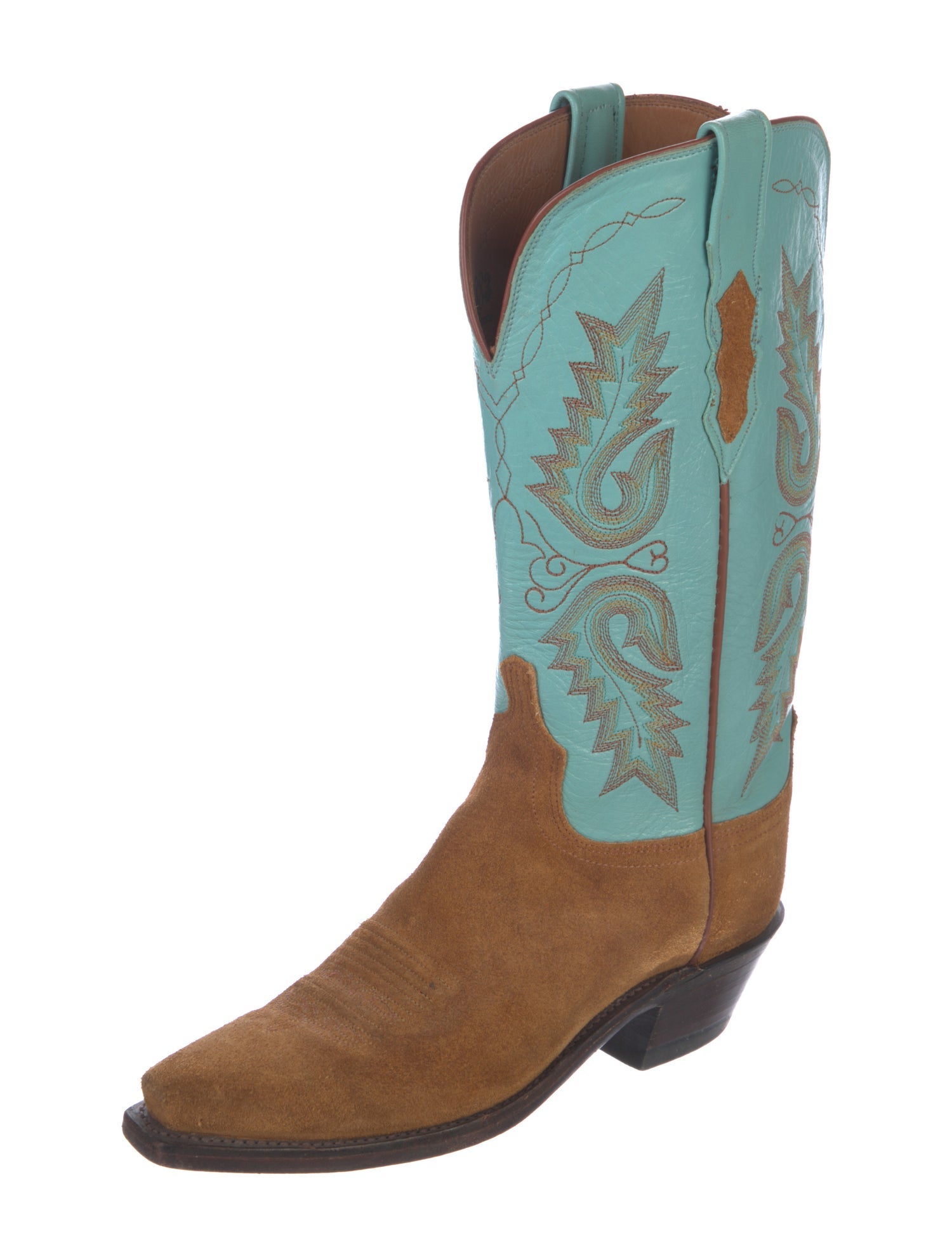Lucchese Suede Printed Western Boots
