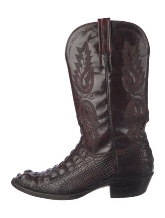 Lucchese Leather Embroidered Accent Western Boots