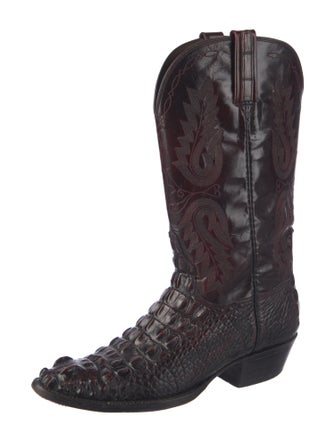 Lucchese Leather Embroidered Accent Western Boots