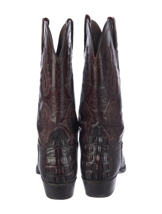 Lucchese Leather Embroidered Accent Western Boots
