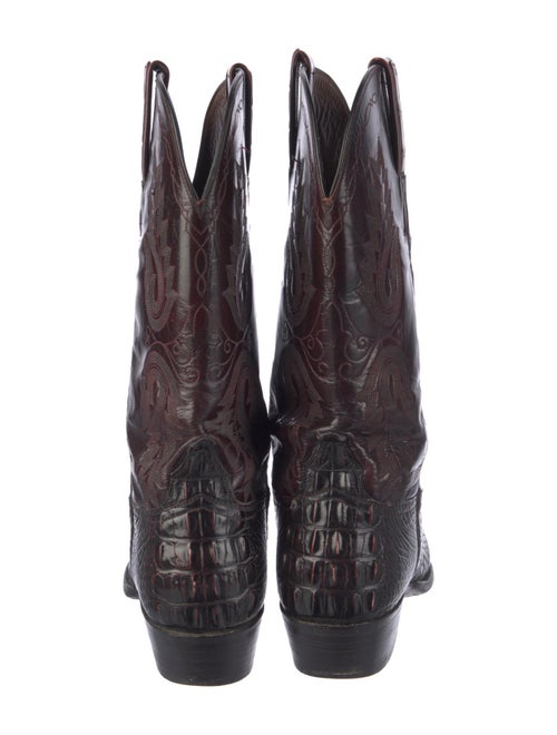 Lucchese Leather Embroidered Accent Western Boots