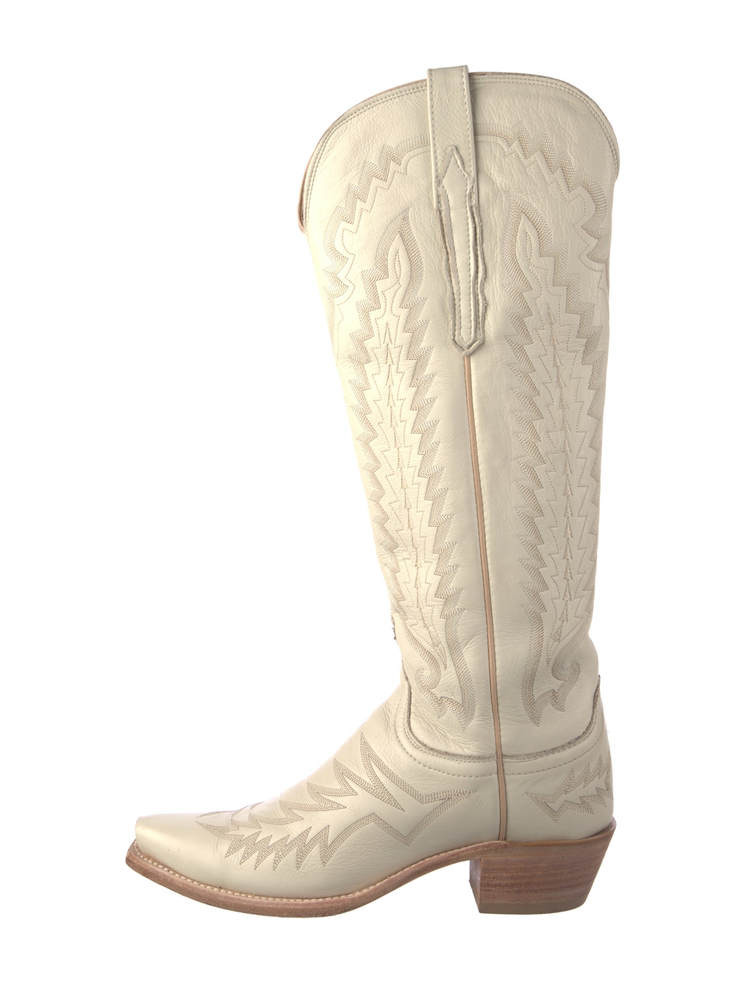 Lucchese Leather Colorblock Pattern Riding Boots
