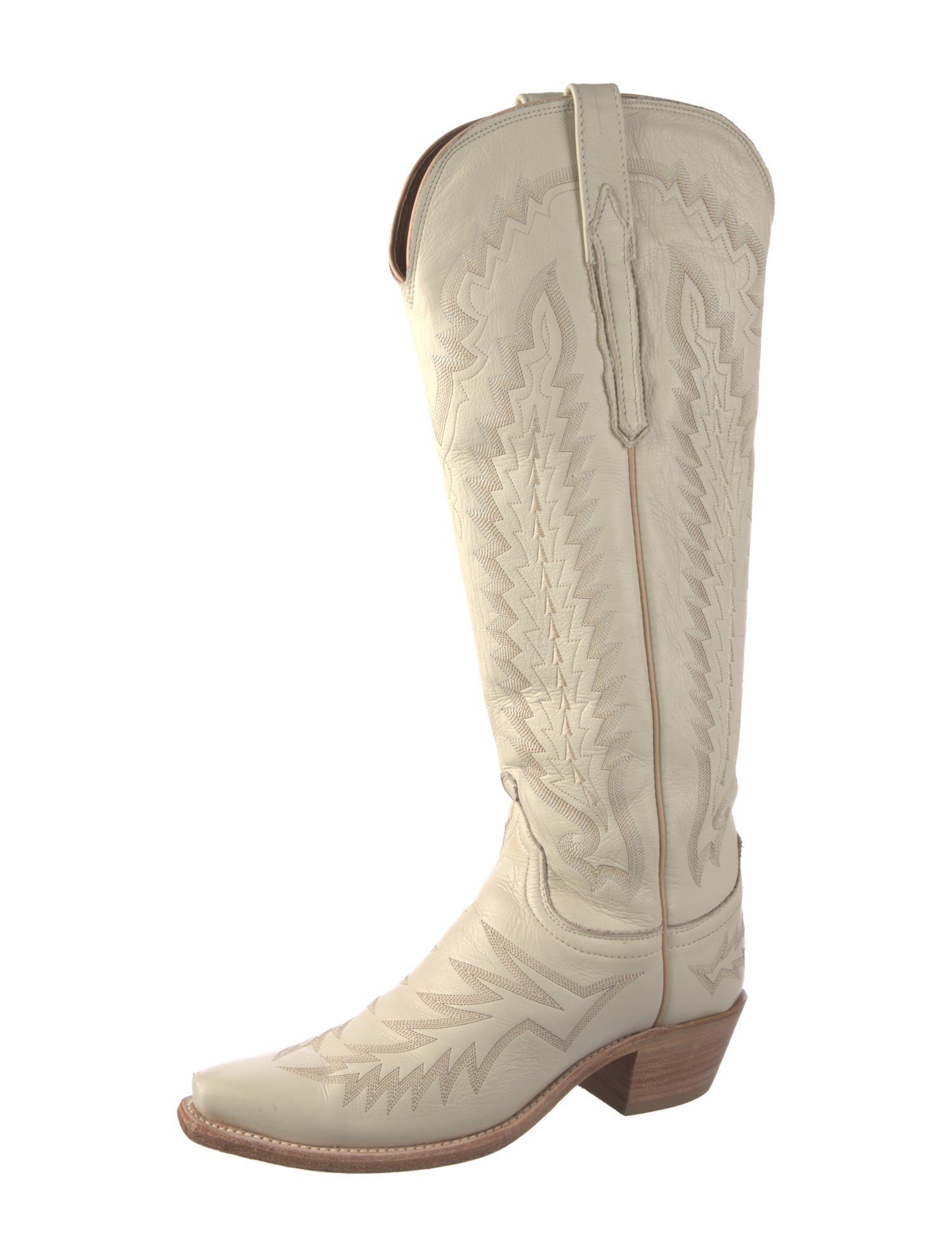 Lucchese Leather Colorblock Pattern Riding Boots