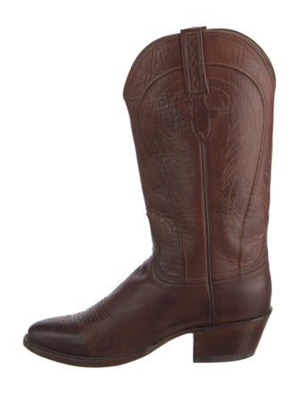 Lucchese Leather Embroidered Accent Western Boots