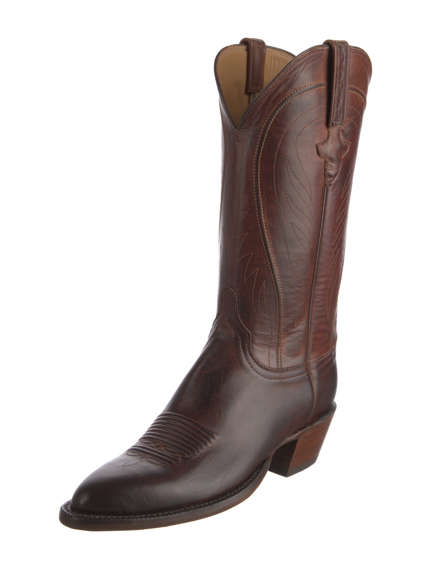 Lucchese Leather Colorblock Pattern Western Boots w/ Tags