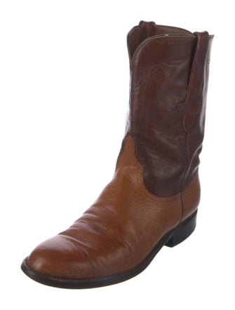 Lucchese Leather Embroidered Accent Western Boots