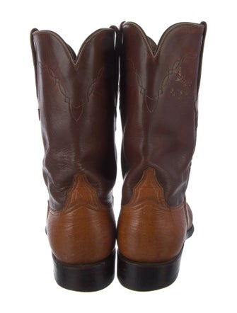 Lucchese Leather Embroidered Accent Western Boots