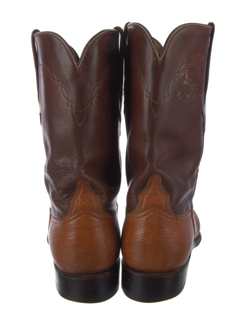 Lucchese Leather Embroidered Accent Western Boots