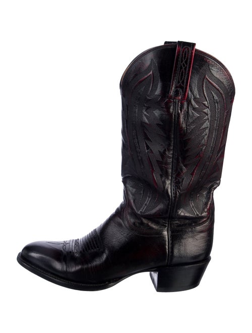 Lucchese Leather Embroidered Accent Western Boots