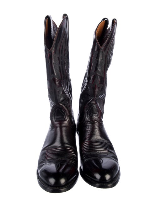 Lucchese Leather Embroidered Accent Western Boots