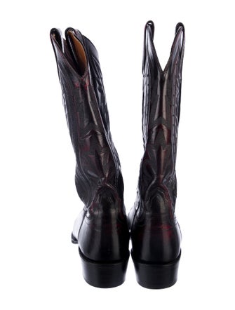 Lucchese Leather Embroidered Accent Western Boots