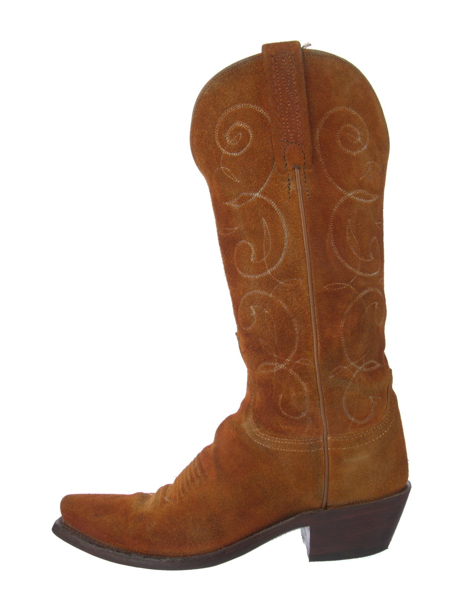 Lucchese Suede Embroidered Accent Western Boots