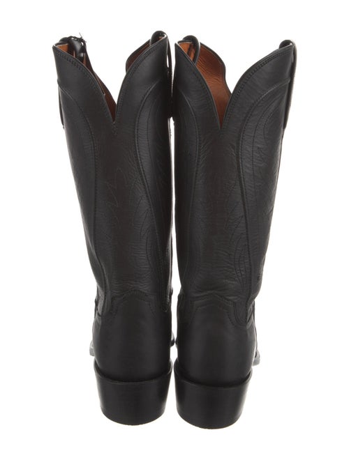 Lucchese Leather Embroidered Accent Western Boots