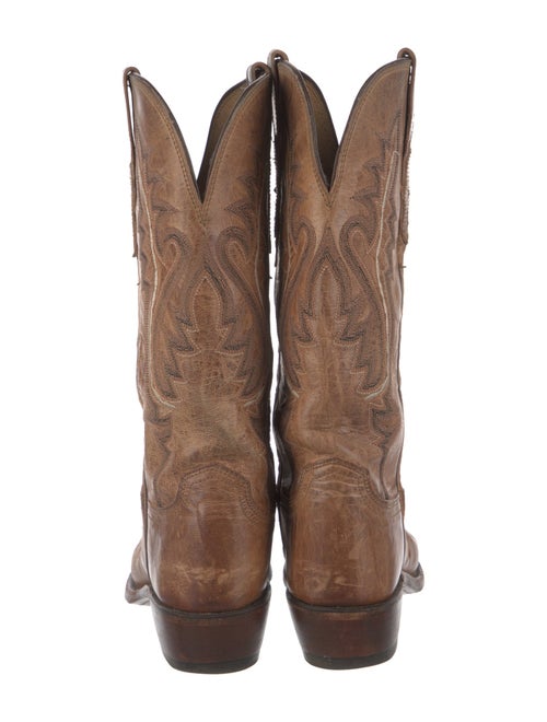 Lucchese Leather Embroidered Accent Western Boots