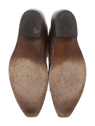 Lucchese Leather Embroidered Accent Western Boots