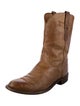 Lucchese Leather Embroidered Accent Western Boots