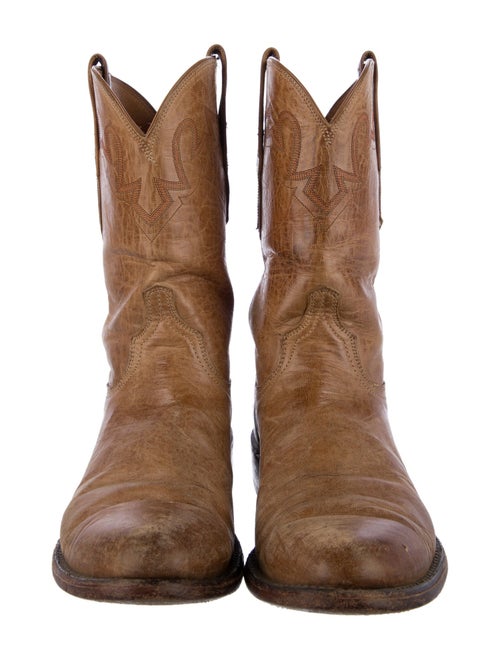 Lucchese Leather Embroidered Accent Western Boots