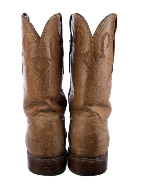 Lucchese Leather Embroidered Accent Western Boots