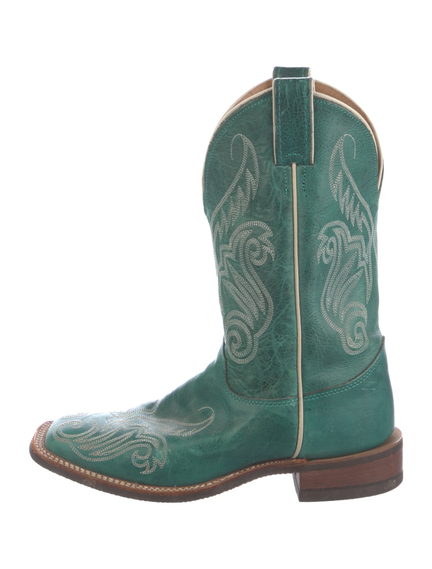 Lucchese Leather Embroidered Accent Western Boots