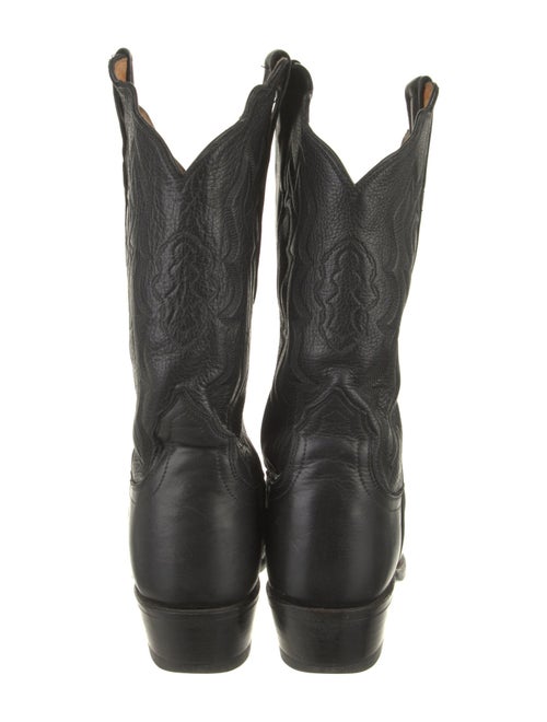 Lucchese Leather Embroidered Accent Western Boots