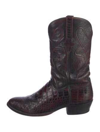 Lucchese Crocodile Distressed Accents Western Boots