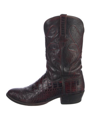 Lucchese Boots Crocodile Distressed Accents Western 11.5