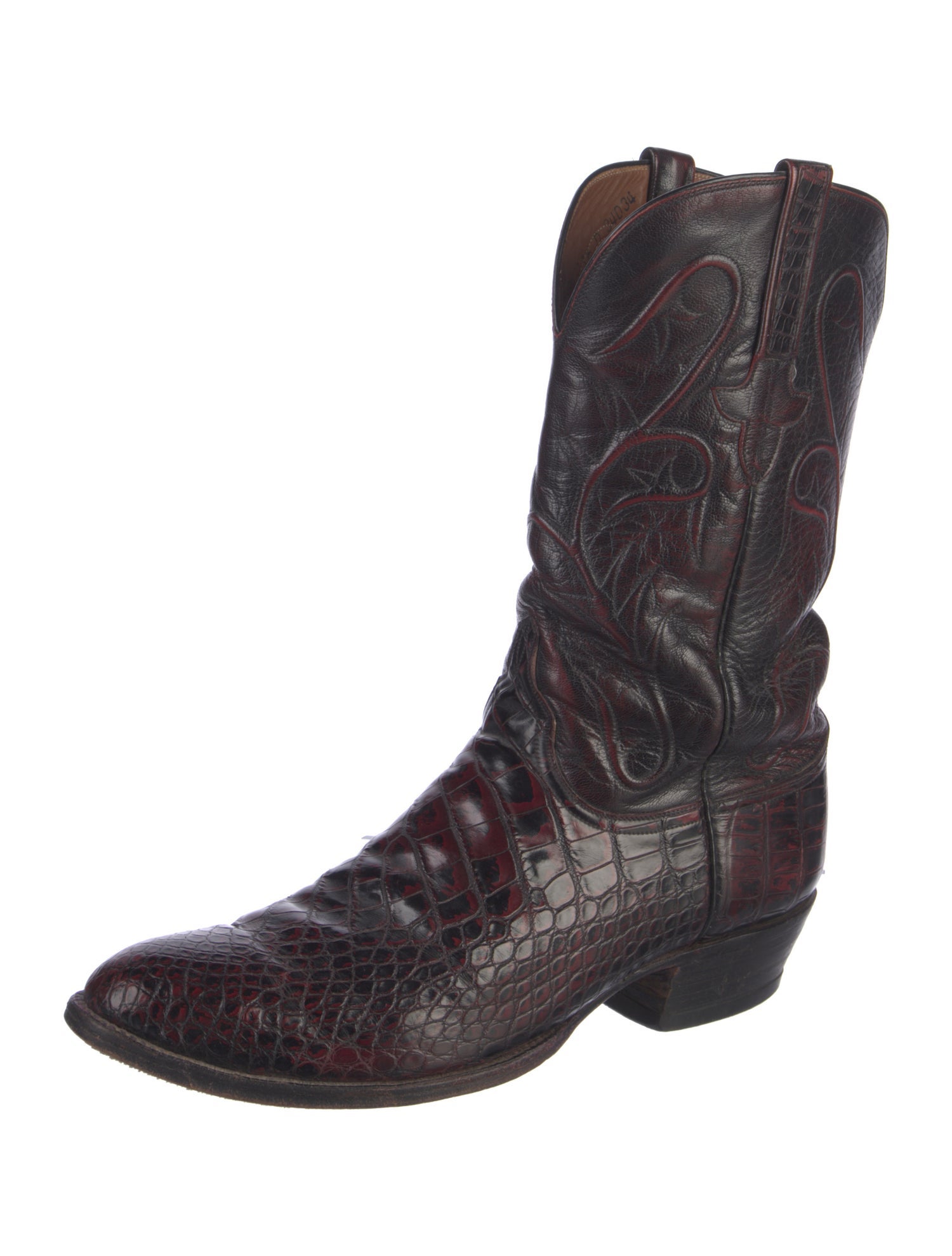 Lucchese Crocodile Distressed Accents Western Boots