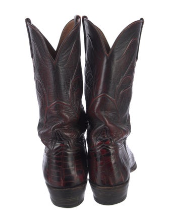 Lucchese Crocodile Distressed Accents Western Boots